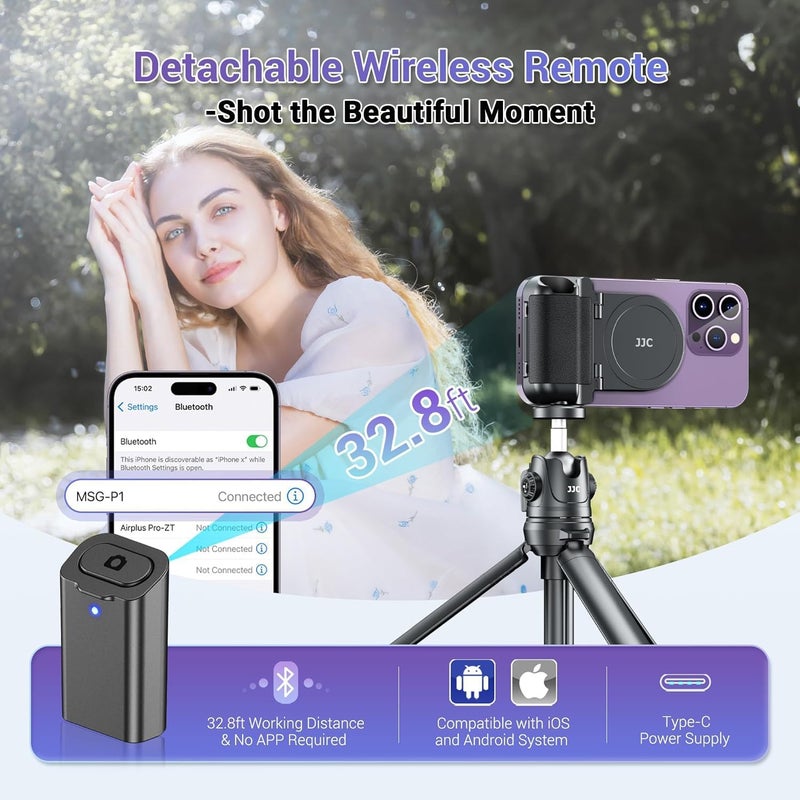 Kiorafoto Magnetic Smartphone Shooting Holder Phone Hand Grip Handle Snap On Phone Stand with Tripod Mount & Wireless Shutter Remote for iPhone 17 Air 16 15 14 13 12 Pro Max Android Cellphone Video Photography - Image 4
